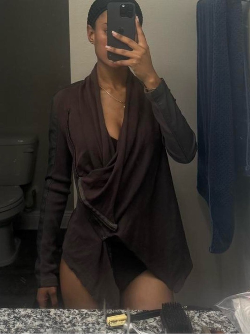 Blank NYC Brown wrap top Leather Jacket Size XS